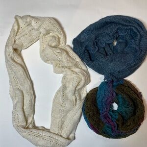 (3) Infinity Scarves, (2) At 21.5”x10” & (1) At 25”x13”